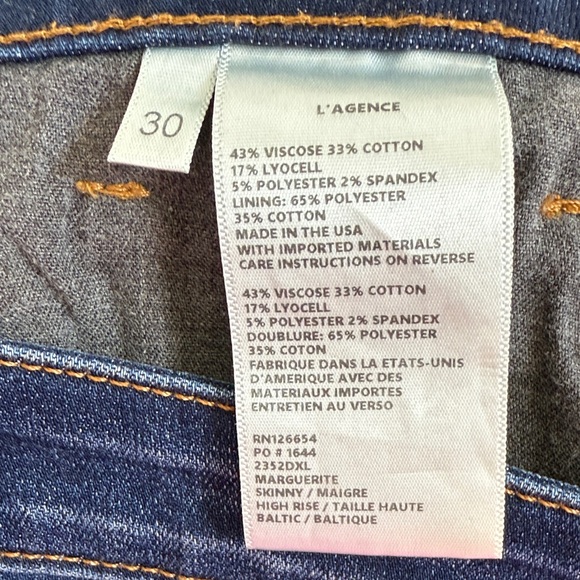 L’Agence Marguerite High Rise Skinny Women's Blue Denim Jeans Size 30 - Picture 5 of 7